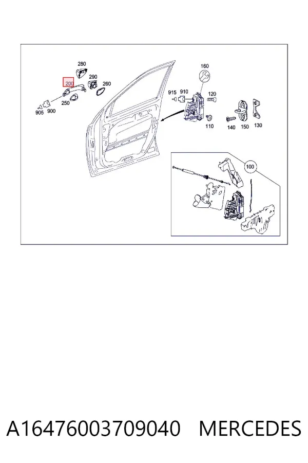 Maçaneta externa dianteira/traseira da porta esquerda A16476003709040 Mercedes