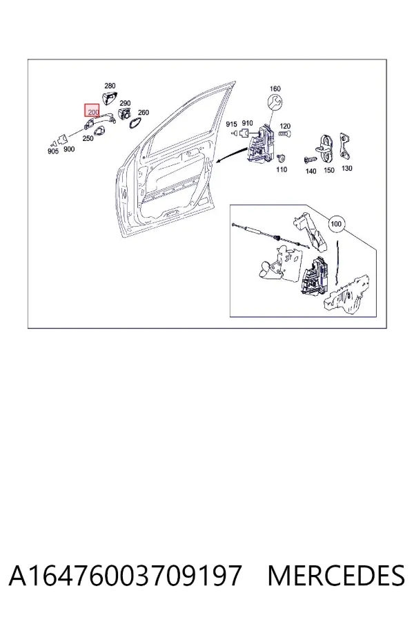 Maçaneta externa dianteira/traseira da porta esquerda A16476003709197 Mercedes