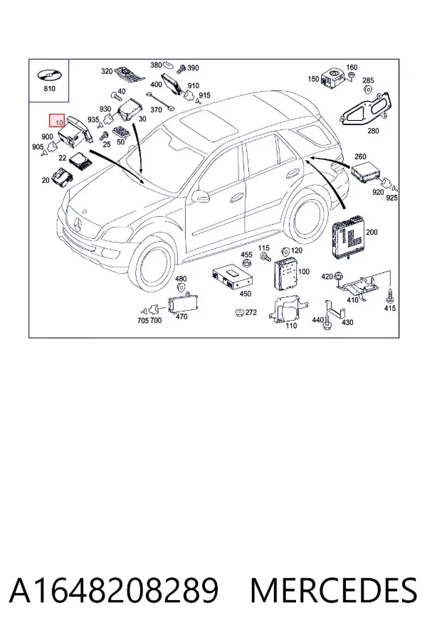 Aparelhagem de som (rádio AM/FM) A1648208289 Mercedes