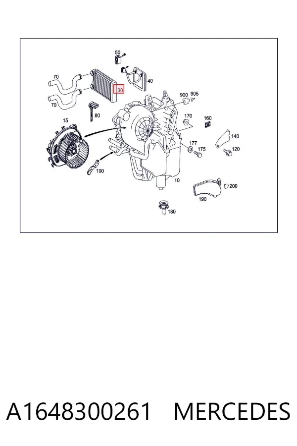 Radiador de forno (de aquecedor) A1648300261 Mercedes