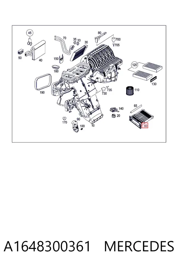 Aquecedor elétrico de ar do sistema de calefacção de salão A1648300361 Mercedes