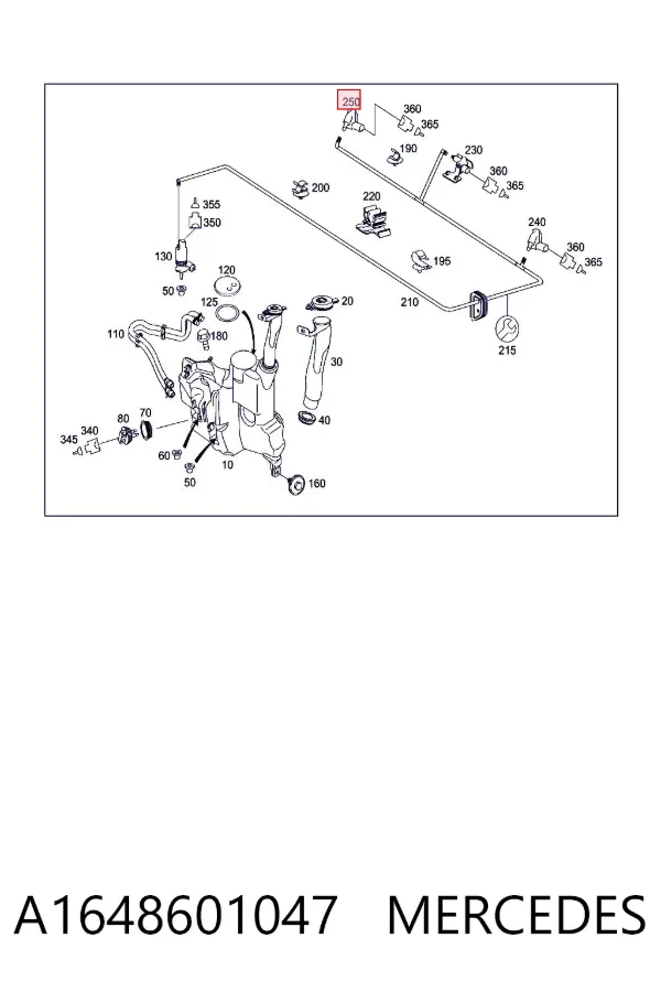 Injetor direito de fluido para lavador de pára-brisas A1648601047 Mercedes