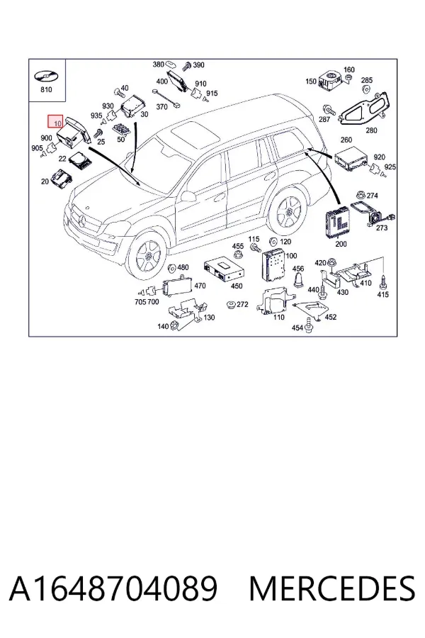 Mostrador multifuncional A1648704089 Mercedes