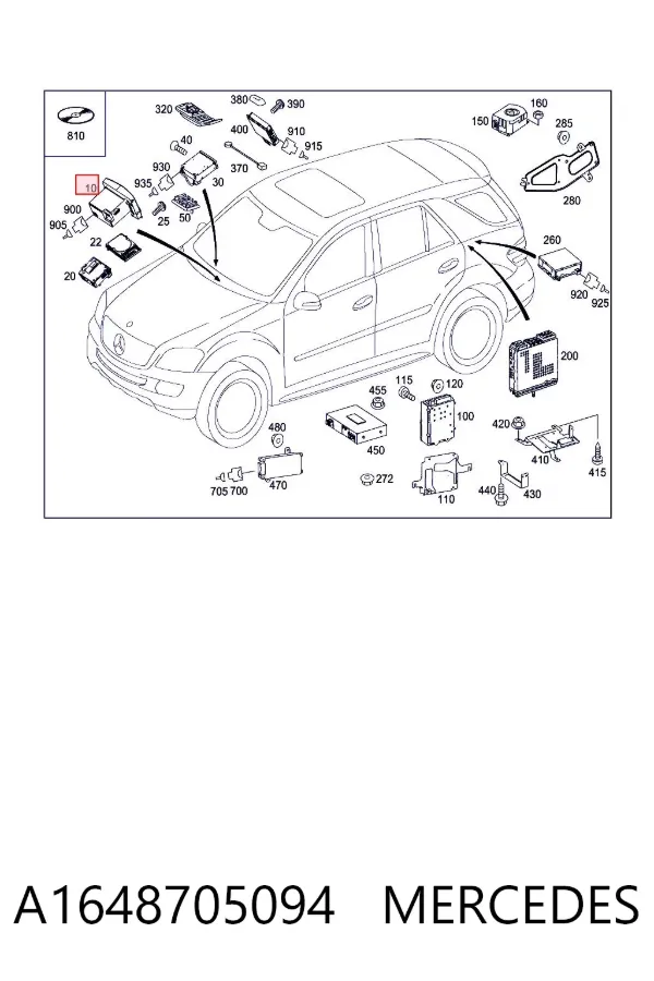 Aparelhagem de som (rádio AM/FM) A1648705094 Mercedes