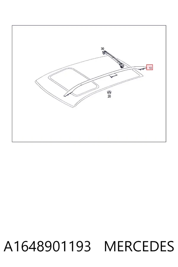 Porta-bagagem do teto esquerdo A1648901193 Mercedes