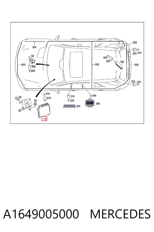 Unidade de controlo de sinais SAM A1649005000 Mercedes
