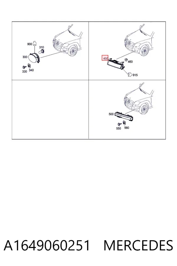 Luzes de nevoeiro direitas A1649060251 Mercedes