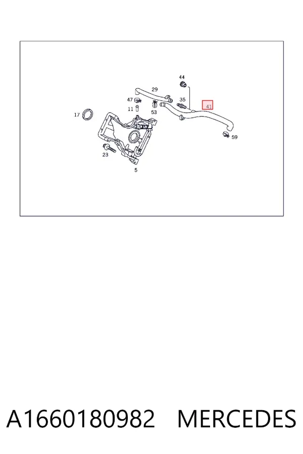 Cano derivado de ventilação de cárter (de separador de óleo) A1660180982 Mercedes