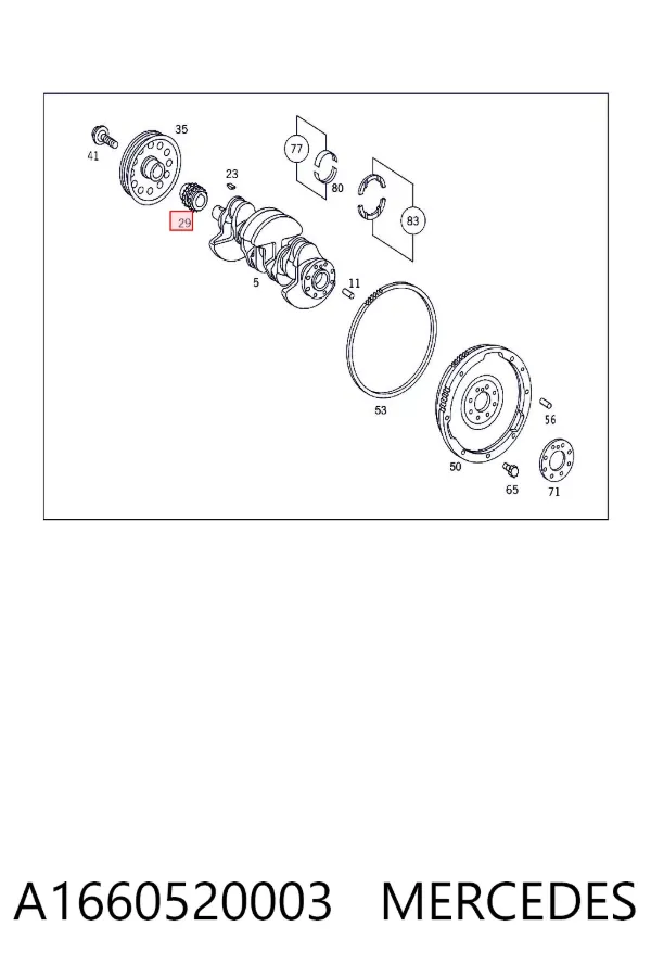 Engrenagem de cadeia da roda dentada de acionamento de cambota de motor A1660520003 Mercedes