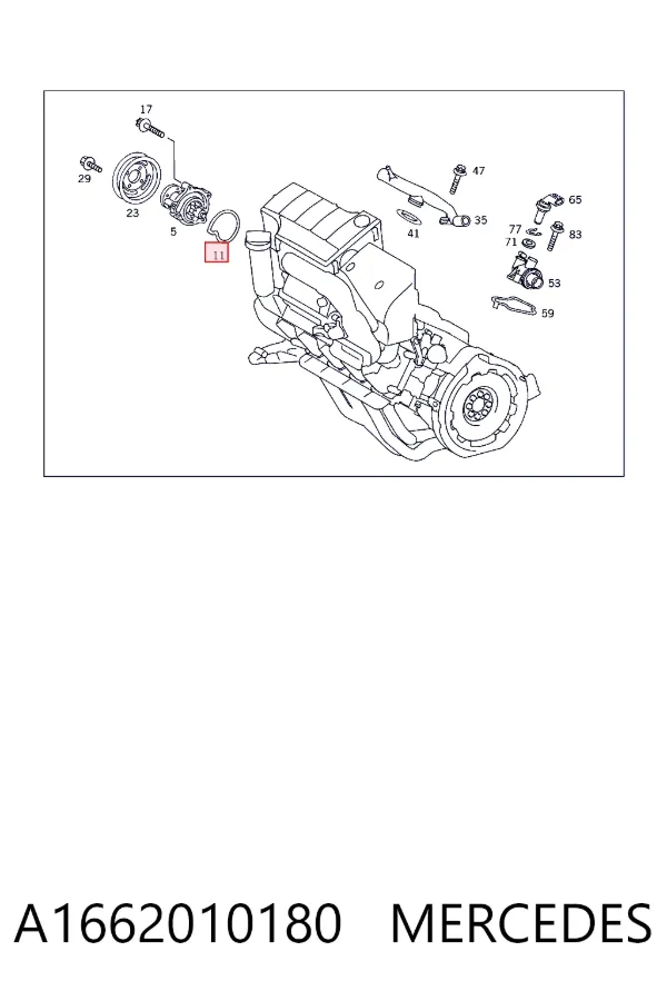Vedante de bomba de água A1662010180 Mercedes