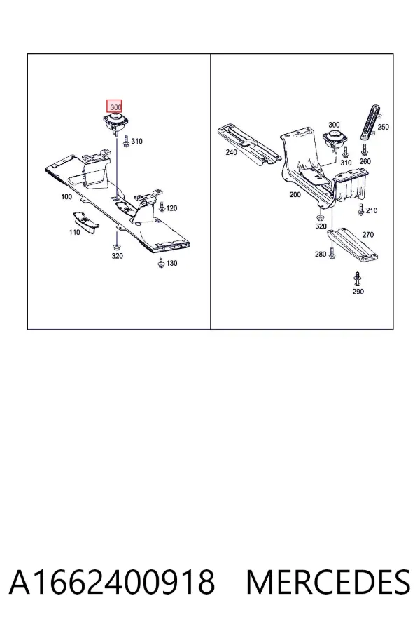 Coxim de transmissão (suporte da caixa de mudança) A1662400918 Mercedes