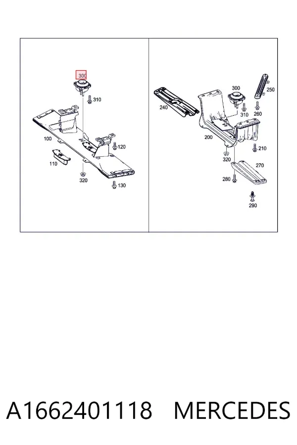 Coxim de transmissão (suporte da caixa de mudança) A1662401118 Mercedes