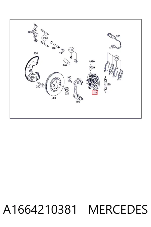 Suporte do freio dianteiro esquerdo A1664210381 Mercedes