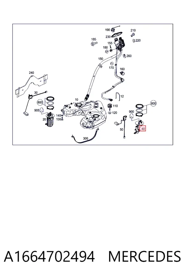Sensor esquerdo do nível de combustível no tanque A1664702494 Mercedes