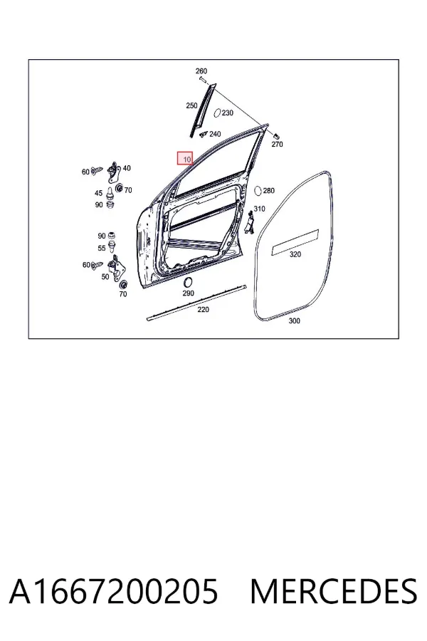 Porta dianteira direita A1667200205 Mercedes