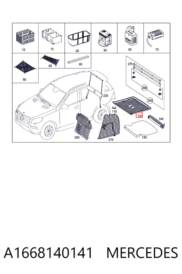 Tapete da seção de bagagem A1668140141 Mercedes