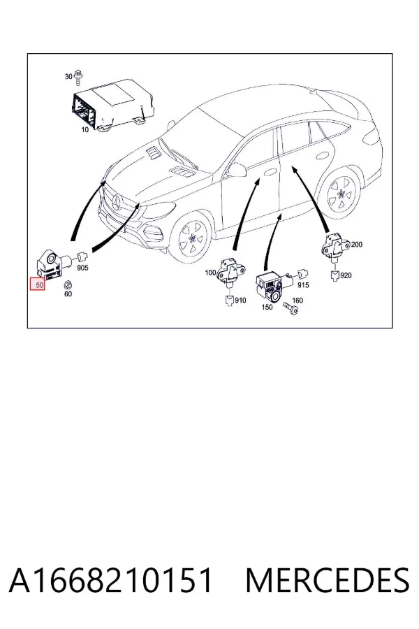 Sensor AIRBAG dianteiro A1668210151 Mercedes