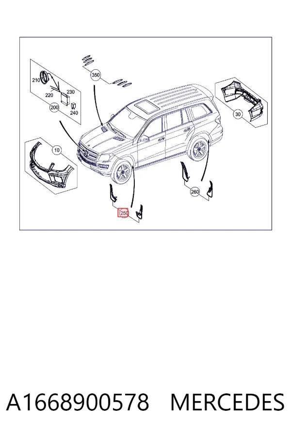 Protetores de lama dianteiros, kit A1668900578 Mercedes
