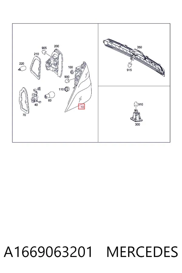 Lanterna traseira direita A1669063201 Mercedes
