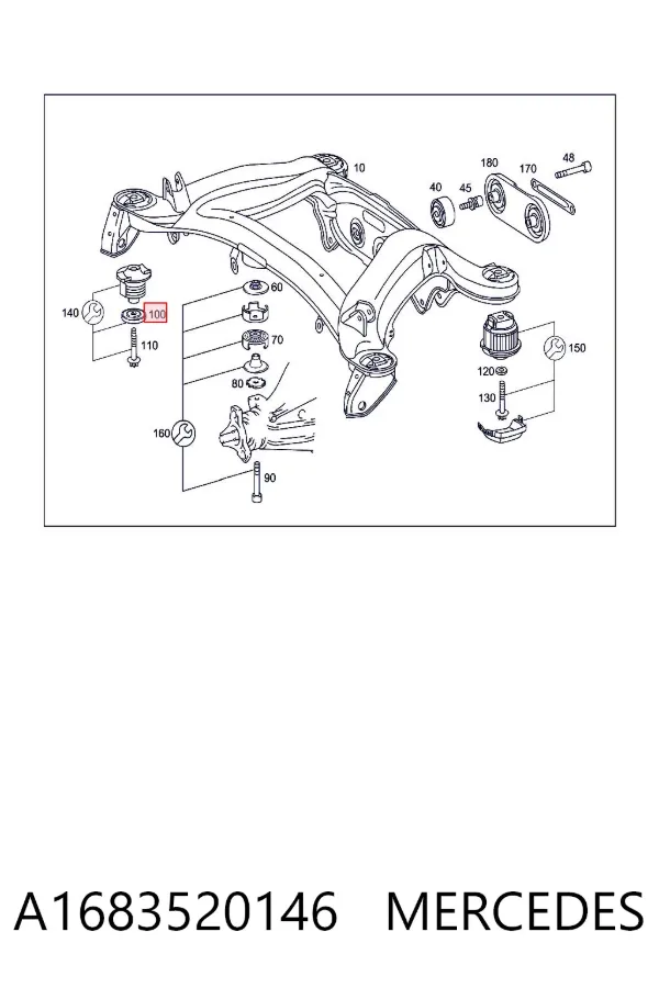 Bloco silencioso de viga traseira (de plataforma veicular) A1683520146 Mercedes