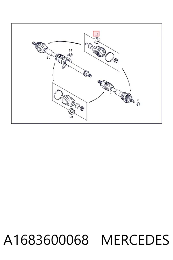 Bota de proteção externa de junta homocinética do semieixo dianteiro A1683600068 Mercedes