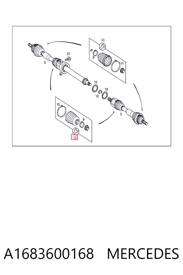 Bota de proteção interna de junta homocinética do semieixo dianteiro A1683600168 Mercedes