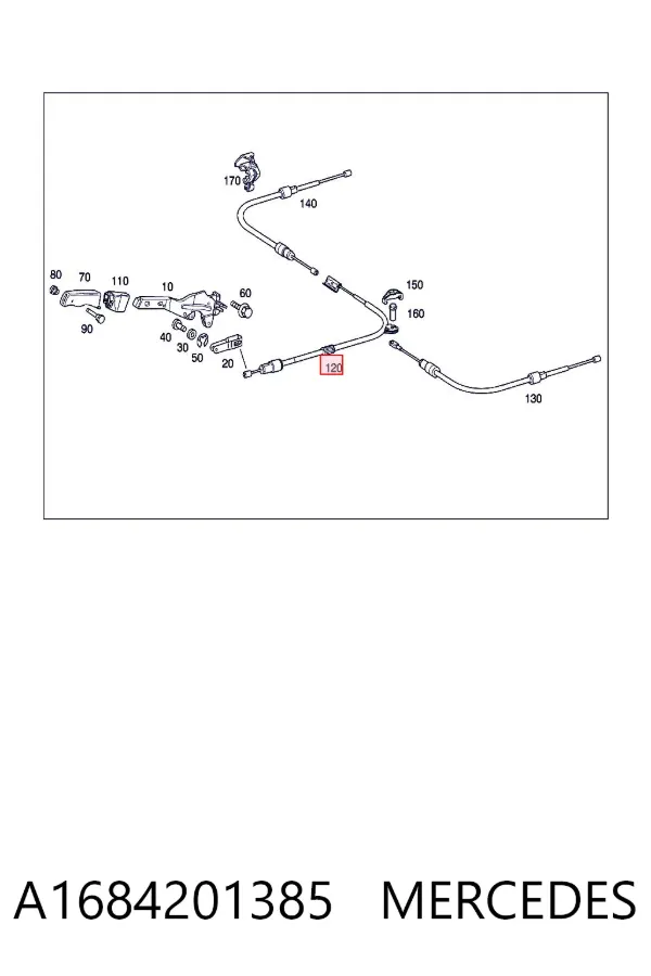Cabo do freio de estacionamento dianteiro A1684201385 Mercedes