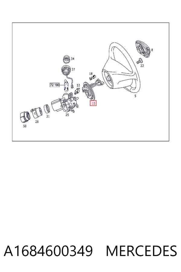 Anel AIRBAG de contato, cabo plano do volante A1684600349 Mercedes