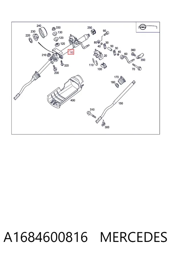 Coluna da direção A1684600816 Mercedes