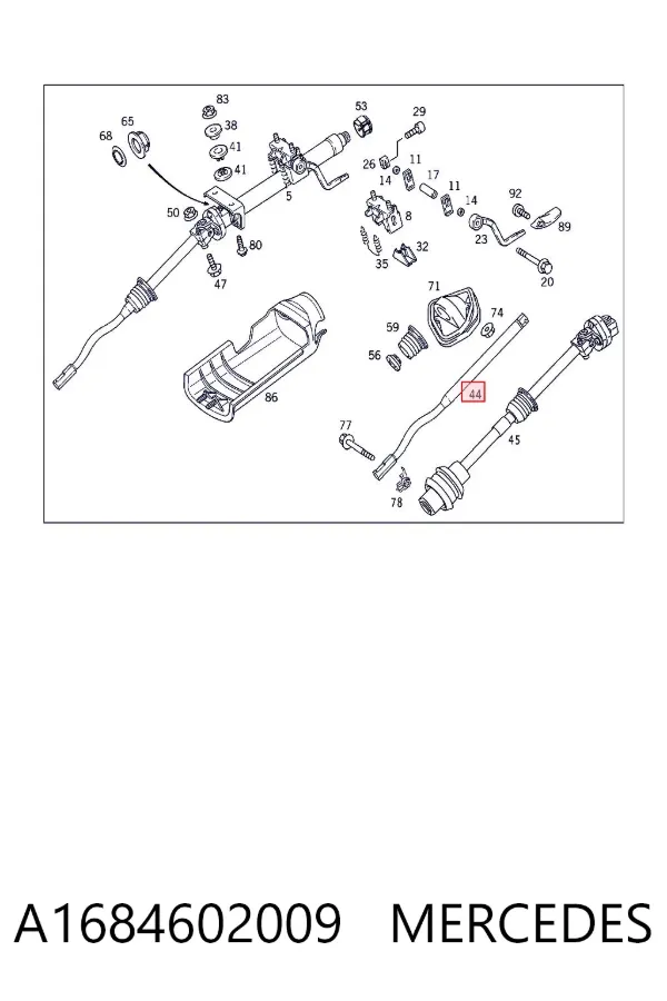 Veio da coluna de direção inferior A1684602009 Mercedes