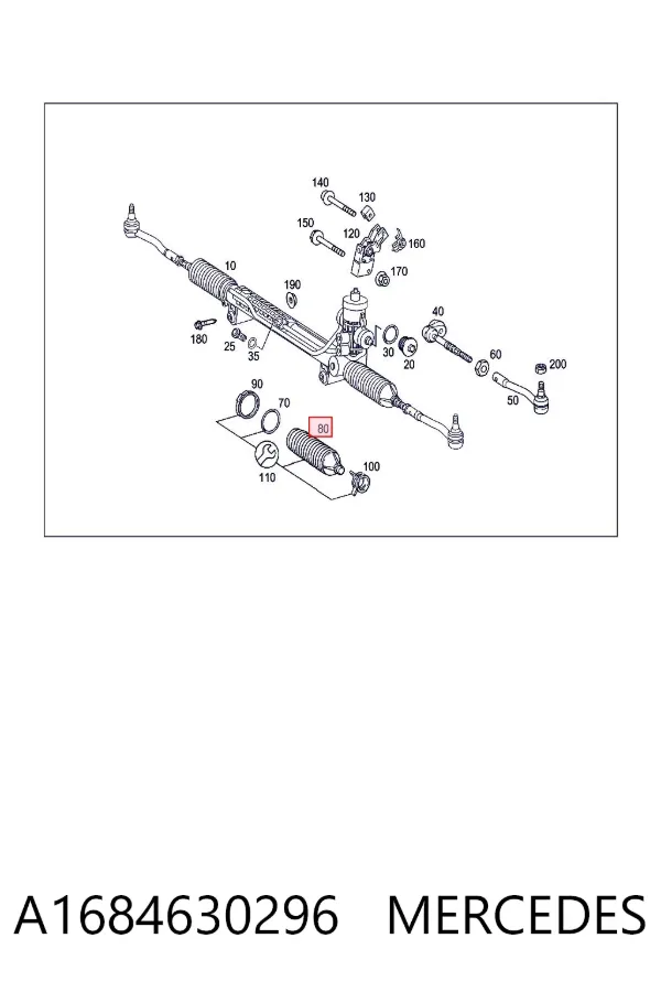 Bota de proteção do mecanismo de direção (de cremalheira) A1684630296 Mercedes