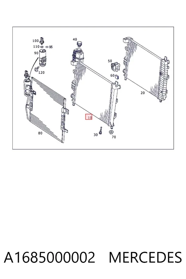 Radiador de esfriamento de motor A1685000002 Mercedes