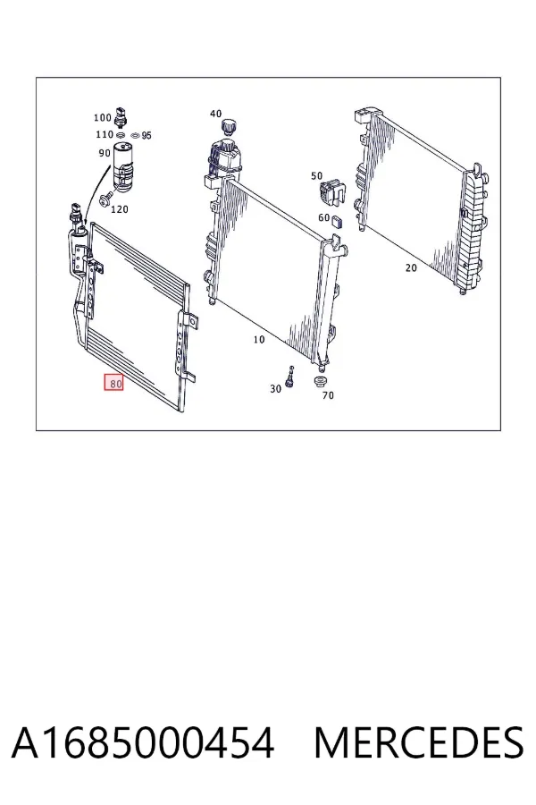 Radiador de aparelho de ar condicionado A1685000454 Mercedes