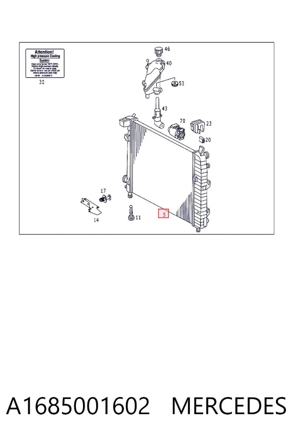 Radiador de esfriamento de motor A1685001602 Mercedes