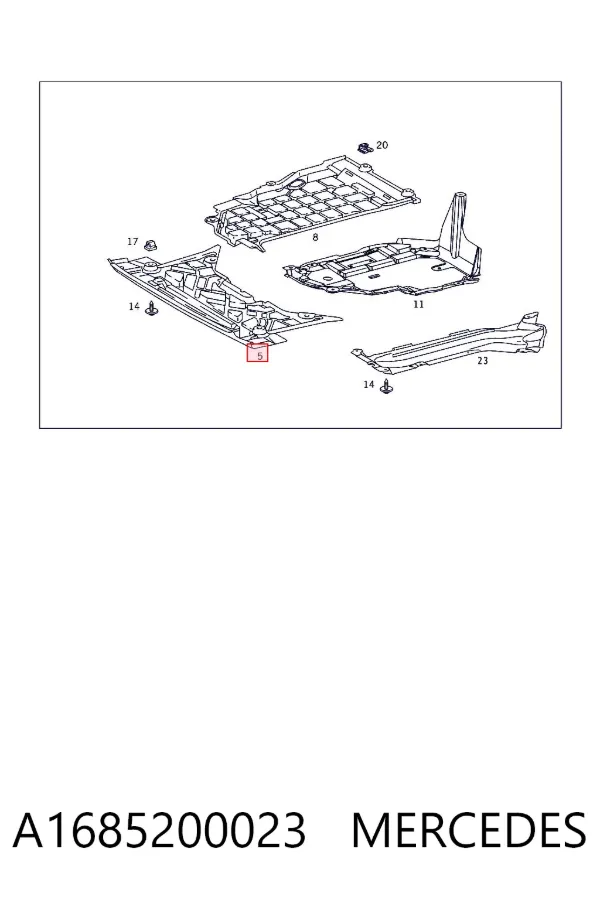 Proteção de motor dianteira A1685200023 Mercedes