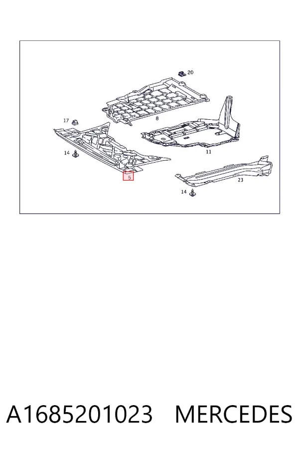Proteção de motor, de panela (da seção de motor) A1685201023 Mercedes