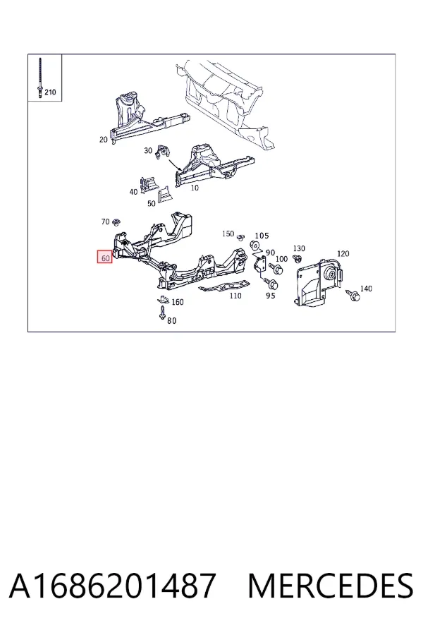 Viga de suspensão dianteira (plataforma veicular) A1686201487 Mercedes