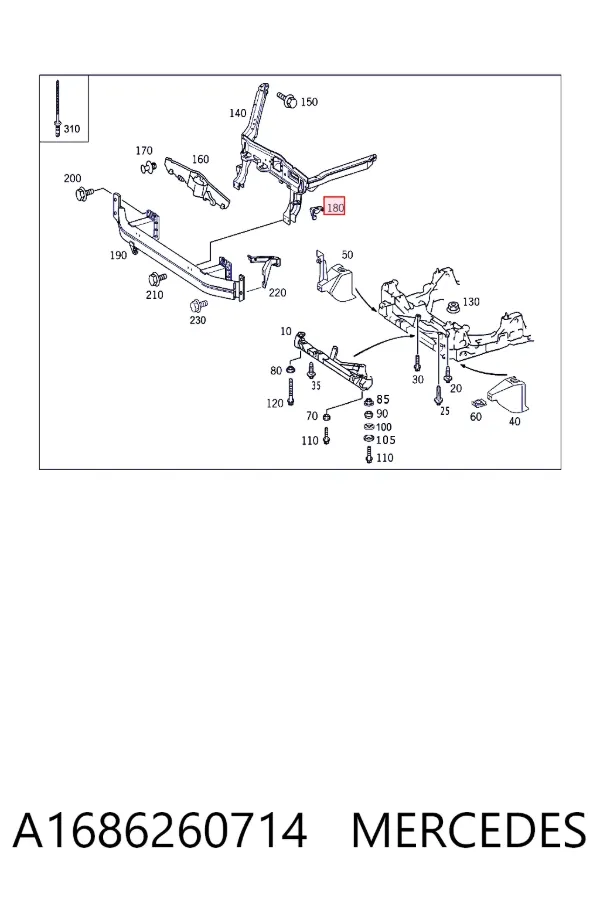 Consola (adaptador) de fixação da luz dianteira esquerda A1686260714 Mercedes