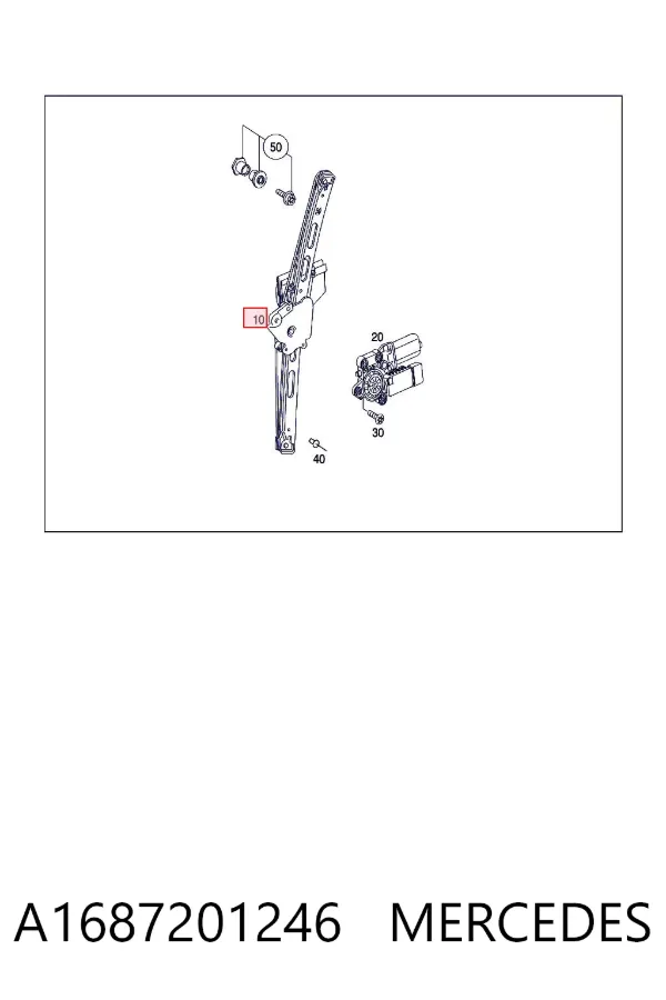 Mecanismo de acionamento de vidro da porta dianteira direita A1687201246 Mercedes