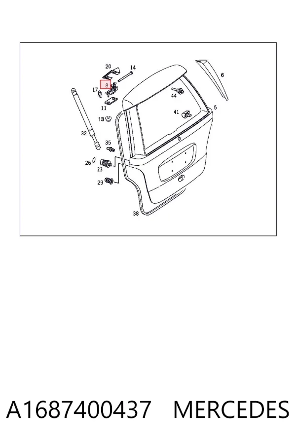 Gozno da porta traseira (de 3º/5º bagageiro) A1687400437 Mercedes