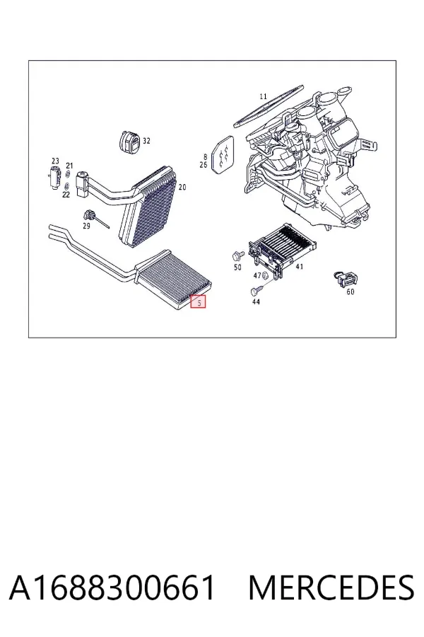Radiador de forno (de aquecedor) A1688300661 Mercedes