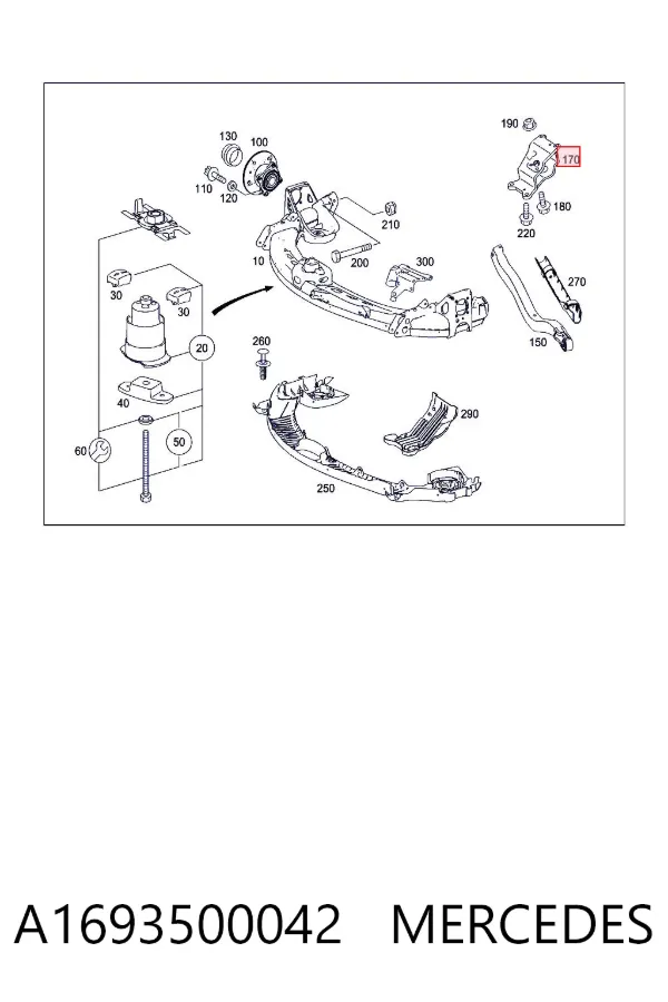 Consola de coxim da Caixa de Mudança A1693500042 Mercedes