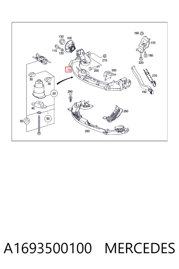 Viga de suspensão traseira (plataforma veicular) A1693500100 Mercedes