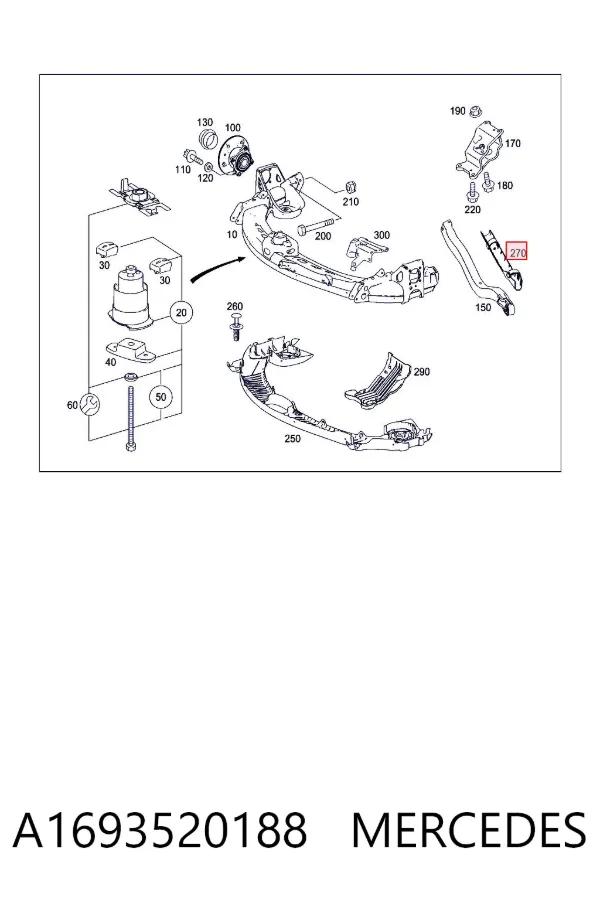 Proteção do braço inferior traseiro A1693520188 Mercedes