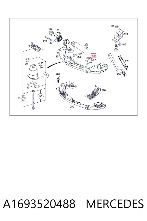 Proteção do braço inferior traseiro A1693520488 Mercedes