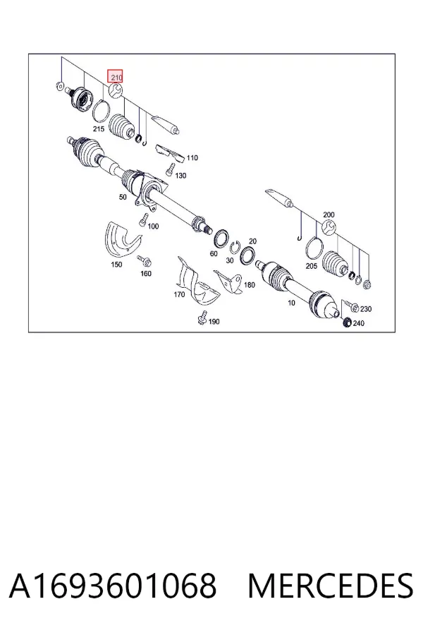 Junta homocinética externa dianteira A1693601068 Mercedes