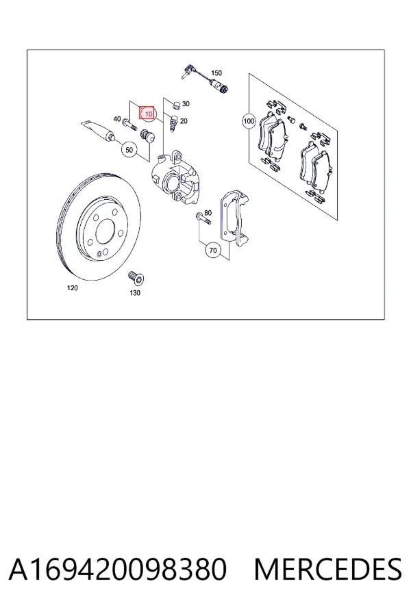 Suporte do freio dianteiro esquerdo A169420098380 Mercedes