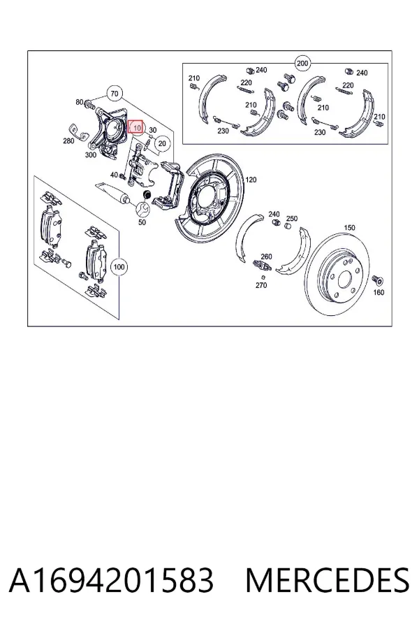 Suporte do freio dianteiro esquerdo A1694201583 Mercedes