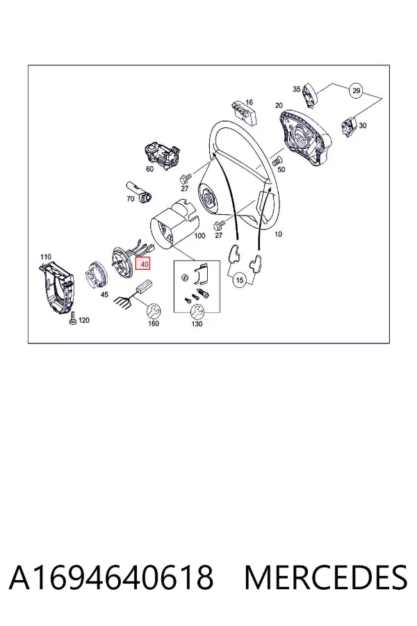 Anel AIRBAG de contato, cabo plano do volante A1694640618 Mercedes