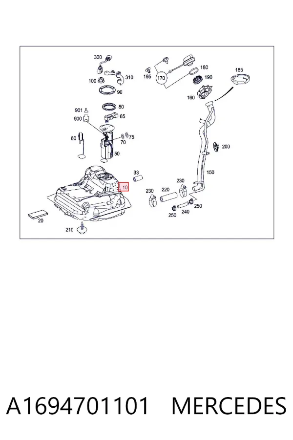 Tanque de combustível A1694701101 Mercedes